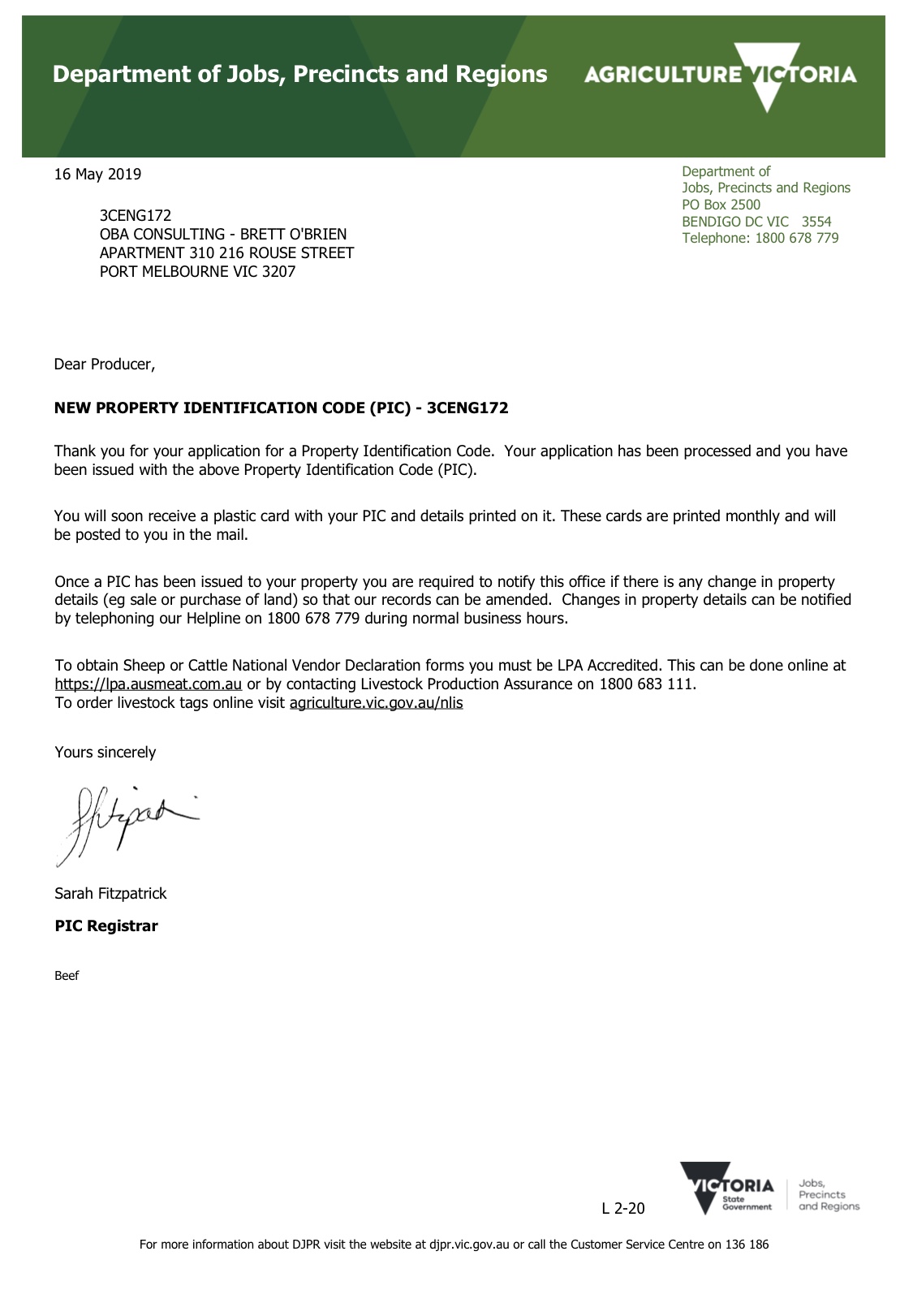 New Property Identification Code OBA Consulting